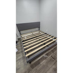 Full Platform Bed Frame with Adjustable Linen Fabric Upholstered Headboard, Strong Slats Support, Noise-Free, No Box Spring Required, Easy Assembly for Bedroom Guest Room, Beige