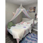 Full Platform Bed Frame with Upholstered Velvet Headboard, White