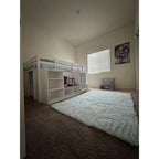 Low Loft Bed Twin Size with LED Lights, Wooden Kids Twin Loft Bed with Storage Bookcase, Toy Box, Reading Nook and Secret Play Space, Modern loft Bed with Stairs and Safety Guardrails for Boys Girls
