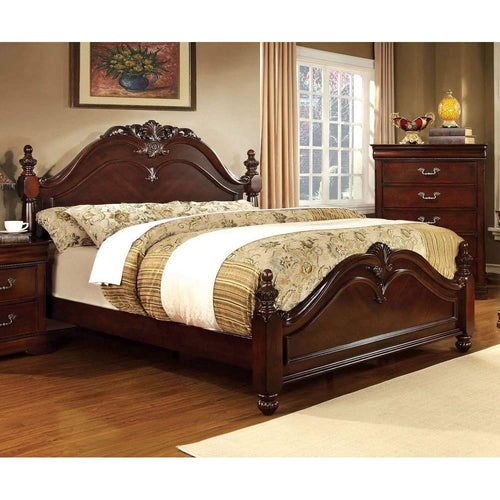 BED Poster bed, Box Spring Required, King, Cherry
