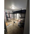 Loft Bed Full Size with Desk and Storage Shelves, Frame with 2 Side Ladders for Kids, Teens Adults, Spcace-Saving Noise-Free and Anti-tilt Design, Black