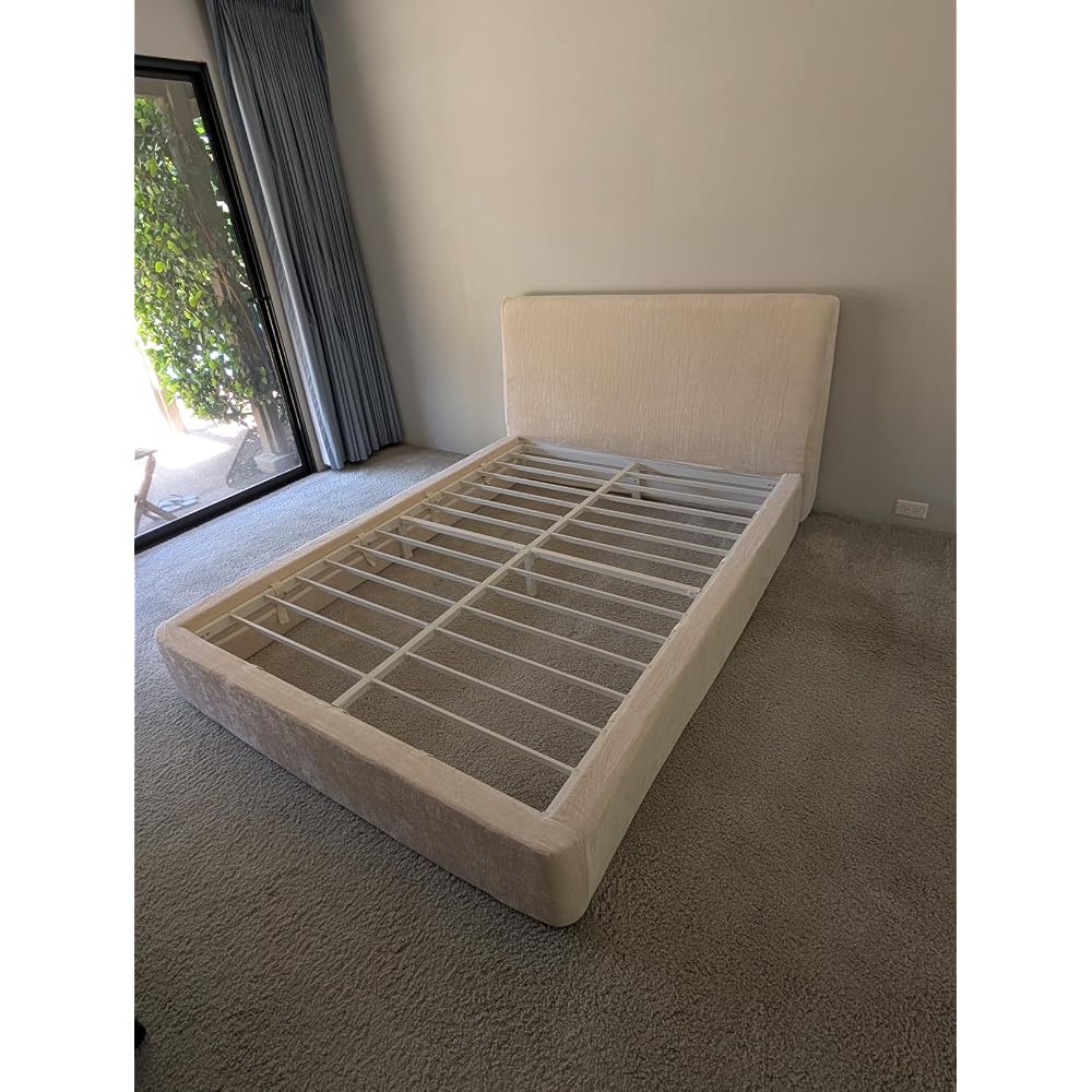 AirFrame King Upholstered Bed Frame with Ergonomic Angled Headboard