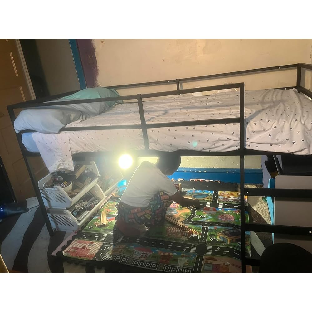 Loft Bed Twin Size with Stairs and Guard, White