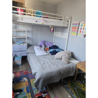 Bunk Bed Twin XL Over Twin with Desk,5 Storage Drawers and Charging Station