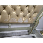 Furniture Dresden Bed, Bone PU/Gold Patina, Queen