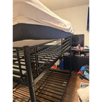 Metal Bunk Bed, Full Over Full Bunk Beds, Full Size Bunk Bed with Safety Guardrail and Ladder, Twin Bunk Beds, No Box Spring Needed, Noise Free for Apartment, Bedroom (Black)