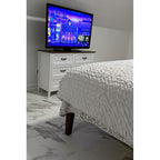 Naturalista Classic 16 Inch Solid Wood Platform Bed with Wooden Slats, Natural Pine, Queen