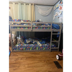 Solid Wood Low Twin Over Twin Bunk Bed for Kids/Junior, Bunk Bed Frame with Guardrails & Ladder for Boys Girls, No Box Spring Needed (White)