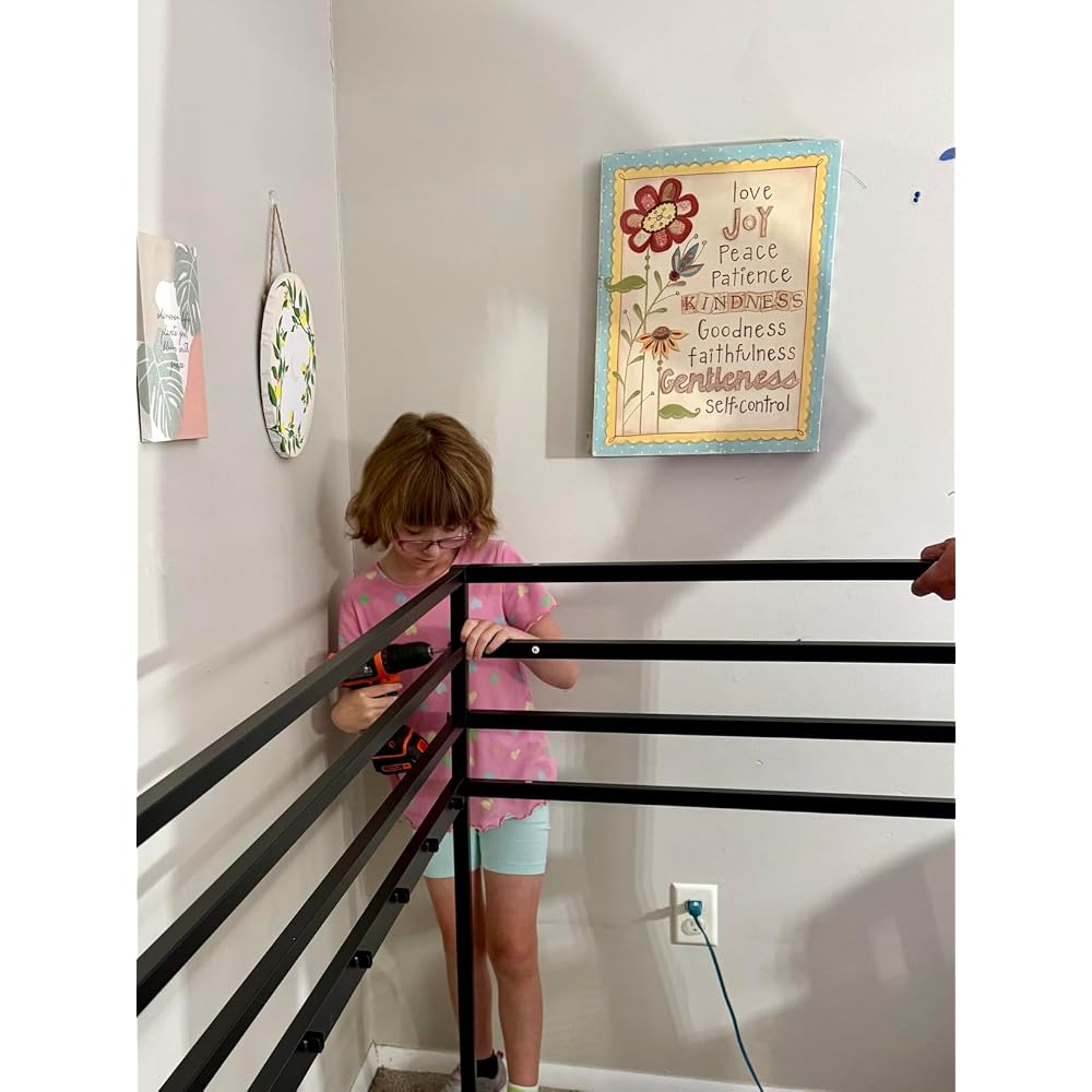 Loft Bed Twin Size with Stairs and Guard, White