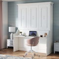 Alegra Full Murphy Bed with Desk | Engineered and Solid Wood Construction | Smooth Painted Finish - NO Melamine Used | Perfect for a Home Office Guest Bed (Warm White)