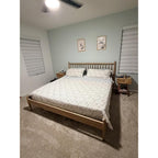 Zane King Size Spindle Bed in Light Oak – Solid Wood Platform Bed Frame with Headboard, No Box Spring Needed