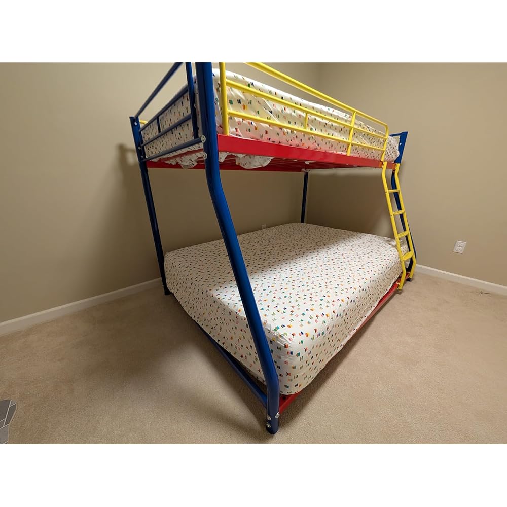 Metal Bunk Bed, Full Over Full Bunk Beds, Full Size Bunk Bed with Safety Guardrail and Ladder, Twin Bunk Beds, No Box Spring Needed, Noise Free for Apartment, Bedroom (Black)