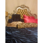 Furniture Dresden Bed, Bone PU/Gold Patina, Queen