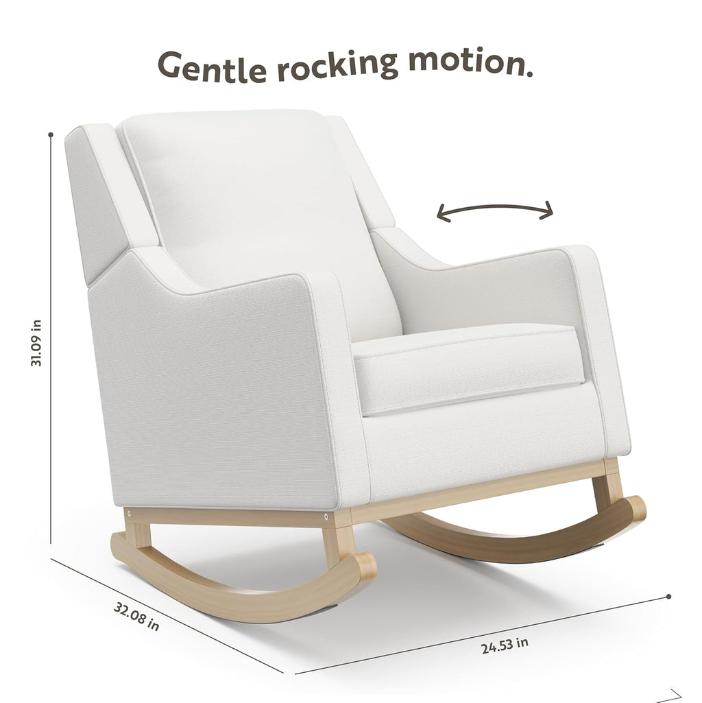 Storkcraft Pasadena Nursery Rocker (Ivory Basketweave with Driftwood) Upholstered, Rocking Chair for Nursery, Gentle Rocking Motion, Solid Wood Base
