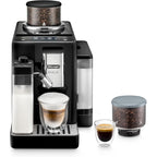 De'Longhi Rivelia Automatic Espresso Machine with Grinder &amp; Milk Frother – All-in-One Coffee Maker, Hot &amp; Iced Latte, Cappuccino, Bean Switch System, Burr Grinder, Compact Italian Design, Black