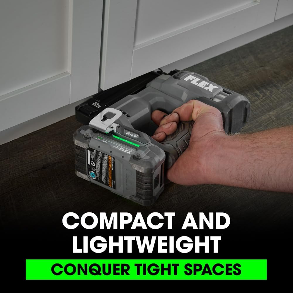 FLEX 24V Brushless 23Ga Pin Nailer Kit with 2.5Ah Lithium Battery and 160W Fast Charger FS4341-1A