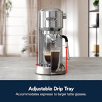 De'Longhi Dedica Duo Compact Espresso Machine Cold Brew Coffee Maker with Milk Frother Wandfor Espresso, Hot &amp; Iced Coffee, Cappuccinos, Lattes &amp; Home Barista Brewing, Stainless Steel
