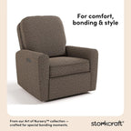 Storkcraft Amalfi Deluxe Power Recliner Swivel Glider (Mountain Brown Boucle) – Premium Electronic Power Recliner for Nursery, Includes Dual-USB Charging Port with USB-A &amp; USB-C, Glider Rocking Chair