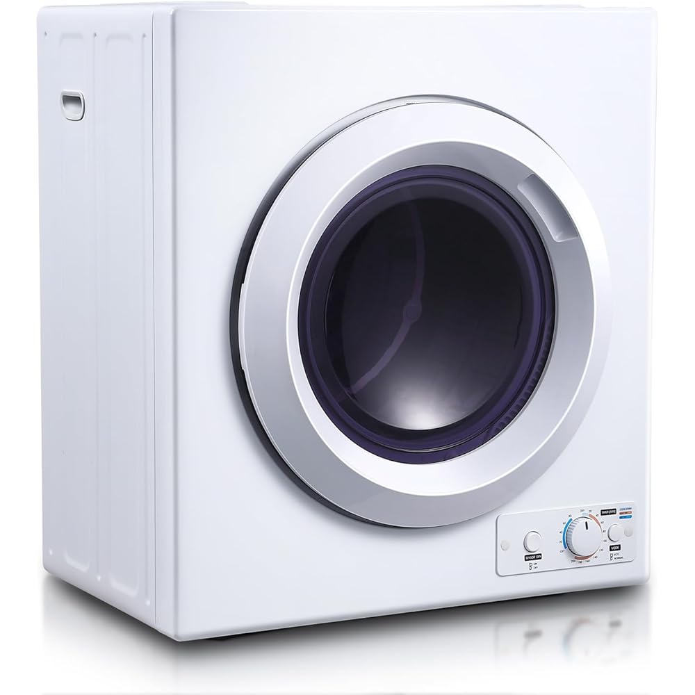 SXYCMY Clothes Dryer, Portable Laundry Dryer Dries Up to 13.2LB Compact Laundry Dryers, 3.5 cu.ft Front Load Tumble Stainless Steel Electric Dryer Machine with Stainless Steel Tub &amp; Easy Control Knob