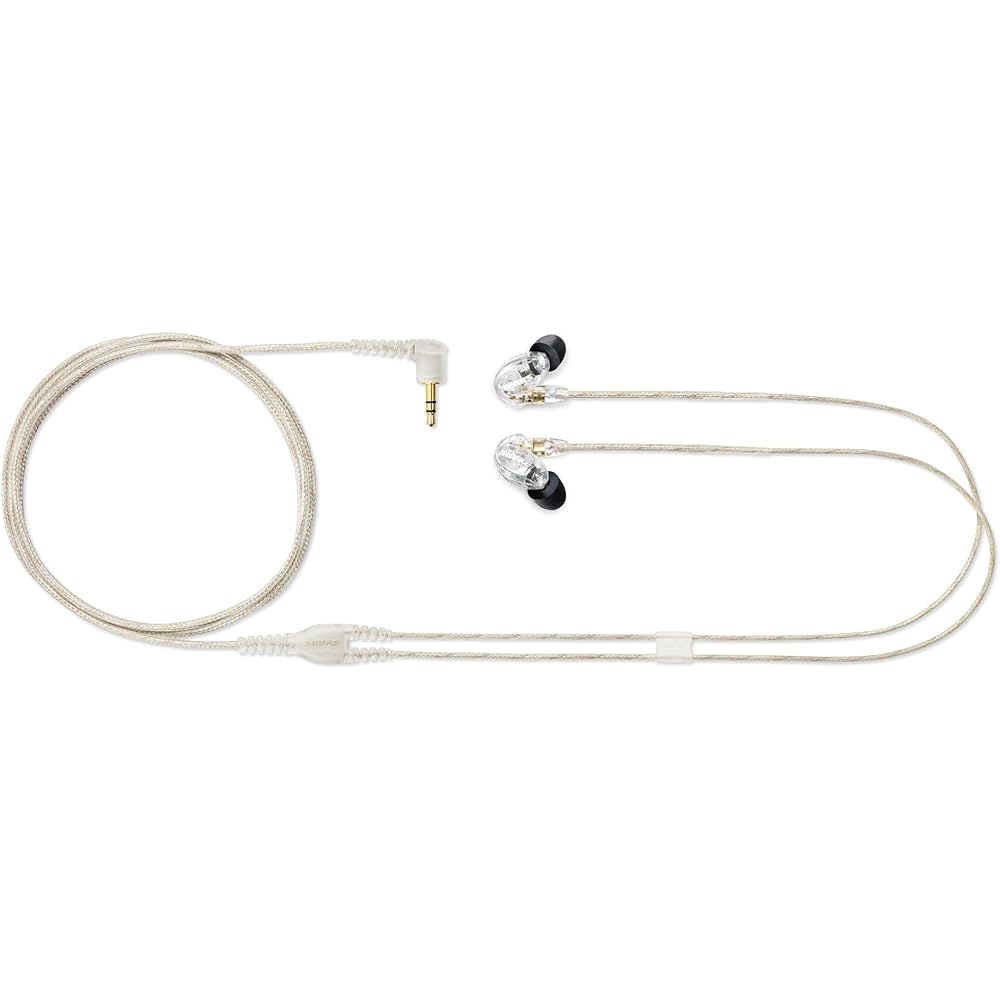 Shure SE215 PRO Wired Earbuds Professional Sound Isolating Earphones, Clear Sound &amp; Deep Bass, Single Dynamic MicroDriver, Secure Fit in Ear Monitor, Plus Carrying Case &amp; Fit Kit Clear (SE215-CL)
