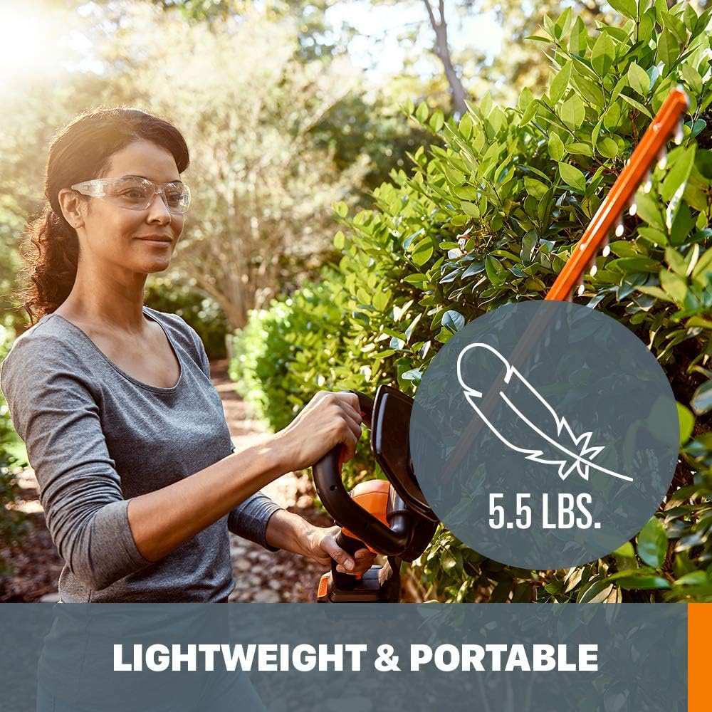 WORX WG261 22" 20V Cordless Hedge Trimmer, Battery &amp; Charger Included