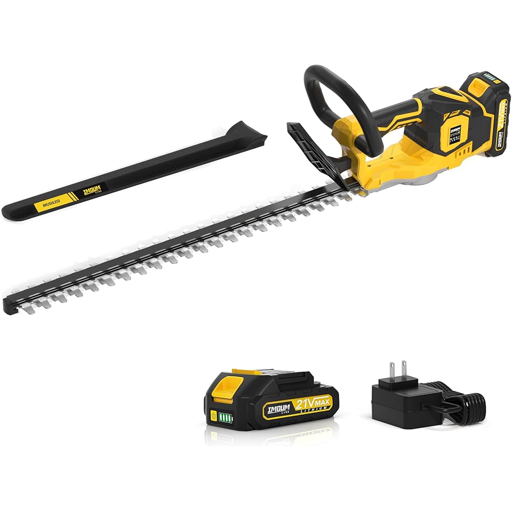 Hedge Trimmer Cordless(Battery &amp; Charger Included), Electric Handheld Bush Shrub Trimmer, 22'' Edge Trimmer with 3/4'' Cutting Capacity &amp; 3000RPM &amp; BRUSHLESS, Compatible with Extension Pole, 4.4LBS