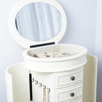 Hives and Honey Bailey Oval Standing Jewelry Armoire Cabinet, Jewelry Storage Organizer with Mirror Lid, Side Doors, 7 Drawers, Jewelry Chest, Jewelry Box for Necklaces, Earrings, Bracelets, Ivory