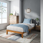 Alexia Wood Platform Bed Frame, Solid Wood Foundation, No Box Spring Needed, Wood Slat Support, Easy Assembly, Rustic Pine, Twin