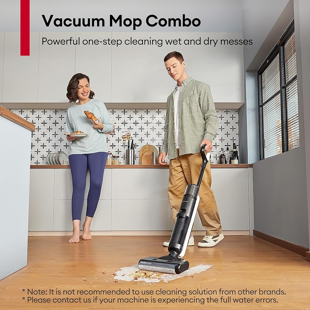 Ultenic Wet Dry Vacuum Cleaner,Cordless Vacuum Mop Combo with Self-Cleaning,Smart Mess Detection,50mins Runtime,3-in-1 Vacuum Mop for Hard Floors,Edge Cleaning,LED Display,Black,AC1 Elite