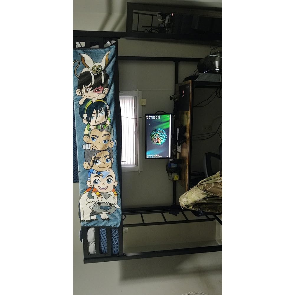 Metal Loft Bed Twin Size with Guardrail and Ladder,Black