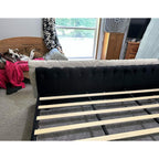 Queen Size Upholstered Sleigh Bed Frame with Wingback Headboard