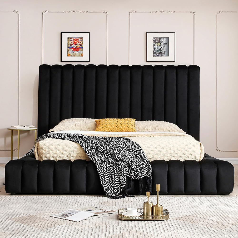 Avalon Velvet Upholstered Luxurious Platform Bed
