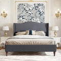 Queen Size Upholstered Bed Frame with 51'' Tall Headboard, Grey