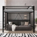 Metal Loft Bed Twin Size with Guardrail and Ladder,Black