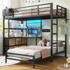 Bunk Bed Twin XL Over Twin with Desk,5 Storage Drawers and Charging Station