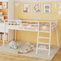 Loft Bed Twin Size with Stairs and Guard, White