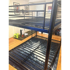 Metal Bunk Bed, Full Over Full Bunk Beds with Removable Wide Ladder and Full-Length Guardrails, Low Bunk Bed Frame with Mute Design for Undisturbed Sleep for Adults, Kids and Young Teens