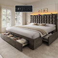 King Size Bed Frame with 3 Storage Drawers and RGB LED Lights