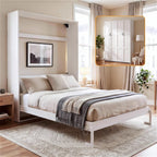 Murphy Bed Full, Murphy Bed Cabinet with Headboard, White
