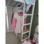 Triple Bunk Bed with 9 Storage Drawers and LED Lights, Twin Over Twin 3 Bed Bunk Beds for Kids with Shelves and Pegboard, Heavy-Duty Metal Bunk Bed with Full-Length Guardrail and Dual Ladders, Black