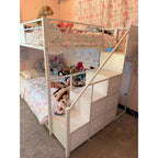 Bunk Bed Full Over Full with Stairs, Storage Drawers and LED Lights