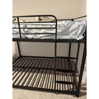 Metal Bunk Bed, Full Over Full Bunk Beds with Removable Wide Ladder and Full-Length Guardrails, Low Bunk Bed Frame with Mute Design for Undisturbed Sleep for Adults, Kids and Young Teens