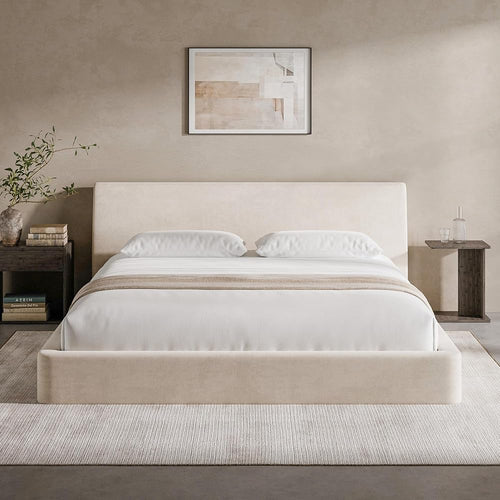 AirFrame King Upholstered Bed Frame with Ergonomic Angled Headboard