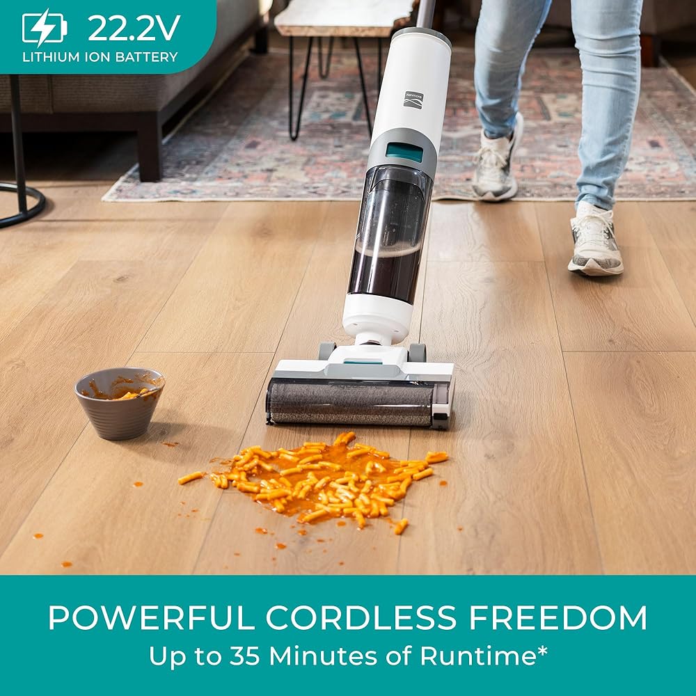 Kenmore HF5010 AquaLite 3-in-1 Cordless Wet Dry Vacuum Hard Floor Cleaner with Automatic Air-Drying, 35mins Runtime &amp; One Edge Self-Cleaning Mop for Multi-Surface and Messes
