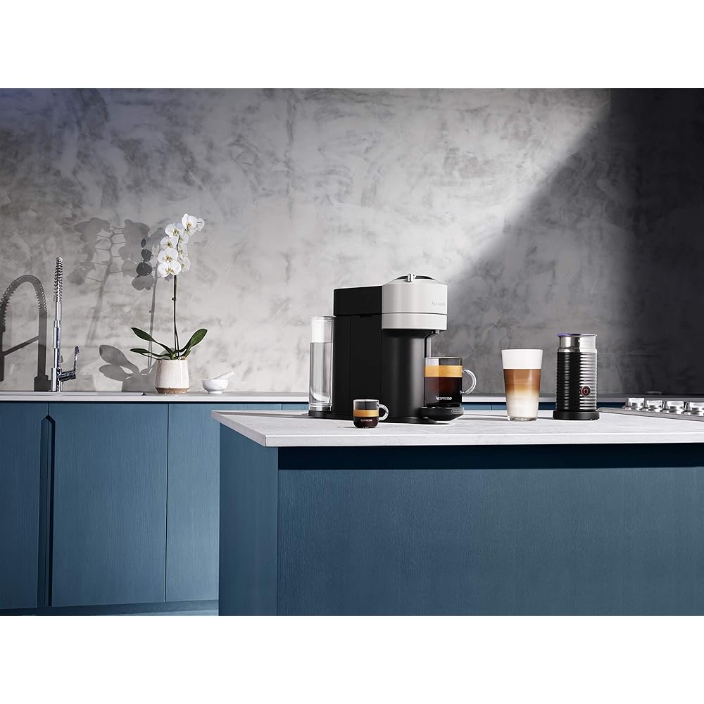 Nespresso Vertuo Next Coffee and Espresso Maker by De'Longhi with Aeroccino Milk Frother, White
