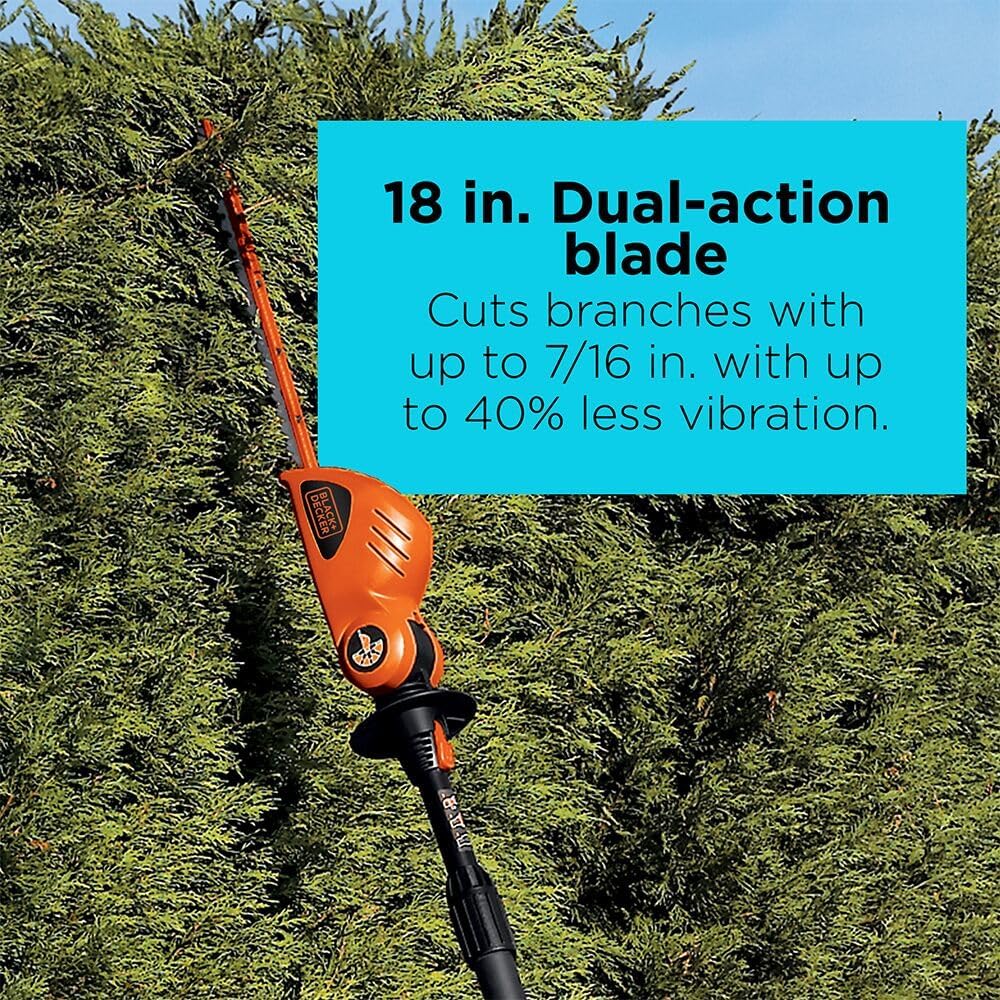 BLACK+DECKER 20V MAX Cordless Pole Hedge Trimmer, 18-Inch (LPHT120)
