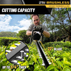 Hedge Trimmer Cordless(Battery &amp; Charger Included), Electric Handheld Bush Shrub Trimmer, 22'' Edge Trimmer with 3/4'' Cutting Capacity &amp; 3000RPM &amp; BRUSHLESS, Compatible with Extension Pole, 4.4LBS