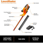 LawnMaster CLHT2422 Cordless Hedge Trimmer 24V Max with 2.0Ah Battery and a Charger