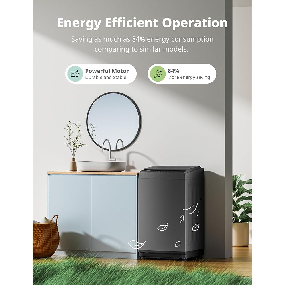 COMFEE’ 1.6 Cu.ft Portable Washing Machine, 11lbs Capacity Fully Automatic Compact Washer with Wheels, 6 Wash Programs Laundry Drain Pump, Ideal for Apartments, RV, Camping, Magnetic Gray