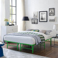 Horizon Queen Bed Frame In Green - Replaces Box Spring - Folding Metal Mattress Bed Frame
